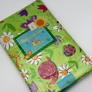Elrene Fun in the Sun Bugs Life Vinyl Tablecloth Flannel Back 52x90 Oblong NOS